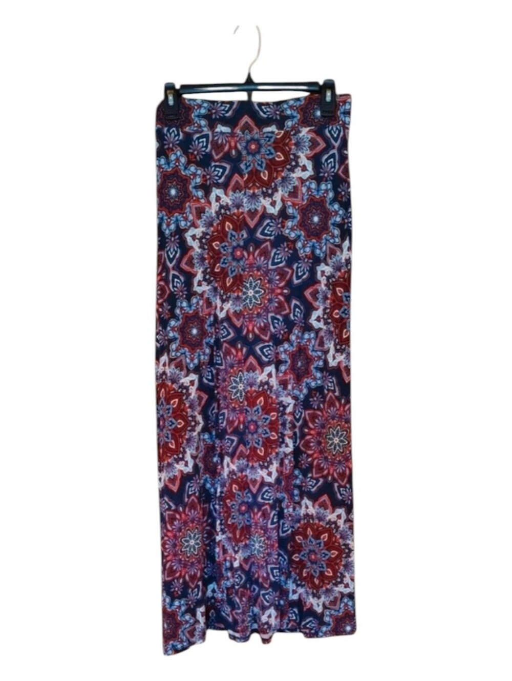 Red and Navy Floral Maxi Skirt